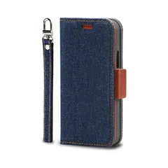 Corallo iPhone12Pro / iPhone12 対応 ケース 手帳型 デニム 生地 ストラップ(インディゴ iPhone12Pr)