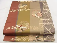 平和屋着物◎六通柄袋帯　唐織　雪輪花鳥文　金糸　逸品　BAAF8711qt