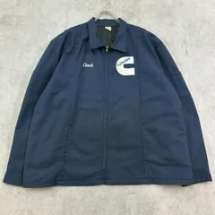 USA製　60-70s　長袖　刺繍　トップス　ブルゾン　古着　ネイビー紺　XXL