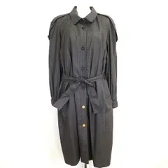 #a レリアン Leilian E.Sports コート 9号 茶 黒 チェック トレンチコート 綿 レディース [972561] k01