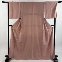 【美品】 付下げ 身丈166.5cm 裄丈68cm L 袷 鼓 桜 刺繍 金糸 ピンク 正絹 秀品 一つ紋 【中古】