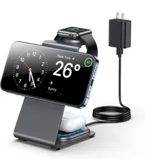 ★【アルミ金属昇進版】ZnnYoo 3in1 MagSafe充電器 (20W出力の急速充電器) マグセーフ充電器 スタンド マグネット式 ワイヤレス急速充電器 (PSE認証済)