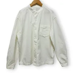 無印良品　Lサイズ　長袖シャツ　バンドカラー　胸ポケット有　綿100％　無地　白