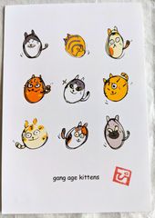 ネコ猫ハンドメイド♡「gang age kittens 」ポストカード２枚セット