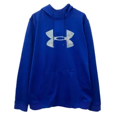 UNDER ARMOUR プリントスウェット パーカー XL ブルー ホワイト アンダーアーマー ビッグプリント 古着卸 アメリカ仕入 a709-6318