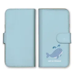 iPhone12 mini  ケース 手帳型 アイフォン12 ミニ スマホケース 携帯ケース 海の生き物 可愛い イラスト 水族館 メンダコ アザラシ クジラ クマノミ クリオネ 水色 ブルー スマホカバー カラー03