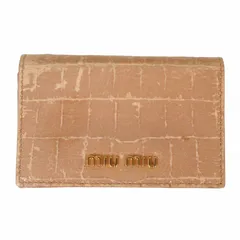 ミュウミュウ miumiu カードケース パスケース クラッキング加工 ロゴ レザー ピンク 0617 ■GY19のサムネイル