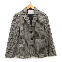 ジュンコシマダ JUNKO SHIMADA AWAW テーラード ジャケット シングル ニット 千鳥格子 柄 ウール混 9AR ライトベージュ ブラック 黒 /HT13のサムネイル
