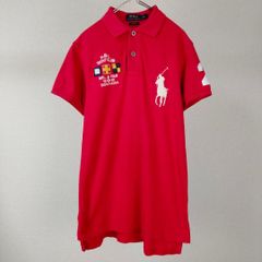 POLO RALPH LAUREN ポロラルフローレン ポロシャツ 半袖 ロゴ刺繍 パッチワーク ビッグポニー レッド Sサイズ メンズ 古着 ストリート アメカジ