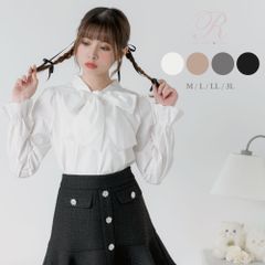 夢展望公式 [新品未使用] シンプルボウタイシャツブラウス [とろみブラック] 他カラー別ページ有  ブラウス・シャツ ブラウス・シャツ（長袖） 534001-06