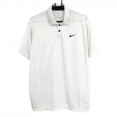 【美品】ナイキゴルフ 半袖ポロシャツ 白 格子柄 胸元ロゴ DRI-FIT メンズ XXL ゴルフウェア NIKE