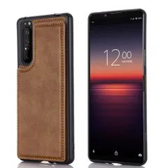 【新着商品】SONY スマホ 対応 バックカバー SOG03 ケース 手帳型 au (ブラウン) / 手作り 財布型 SO-51B マグネット III/docomo 薄 軽量 1 ポケット収納付き Xperia 背面カバー 手帳 手帳型ケース 横置きスタンド機のサムネイル