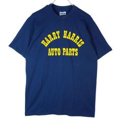 80sUSA製ヘインズHanes半袖Tシャツ紺ネイビー黄色イエローシングルスステッチBIKEオートバイvintageヴィンテージ40302