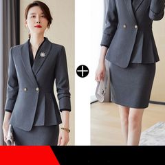 【新品未使用】RAIKA　セットアップ　スカートスーツ 紺無地調タックフレアスカート セットアップ着用可【AOKI公式通販】