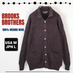 ブルックスブラザーズ/Brooks Brothers★100%メリノウール★太畝リブシャツカーディガン/襟付★Y2K★ブラウン★USAメンズM(JPNメンズL) #2411N025