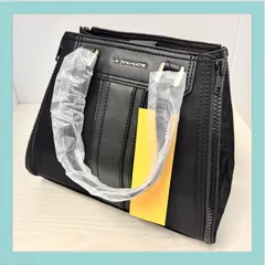 【ラスト１点✨】LA BAGAGERIE タグ付 ミニバッグ☆サイドジッパー モノグラム トートバッグ ハンドバッグ ロゴブランド柄 ラバガジェリー ブラック