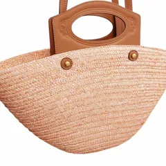 トッズ TOD'S ストロー＆レザーバッグ かごバッグ バスケット 2way ハンド ショルダー オレンジ系 茶 ブラウン 0520