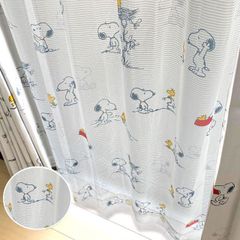 スヌーピー外から見えにくいレースカーテンコミック 柄　幅100×198cm丈 2枚