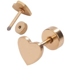 【ハートピアス 色：ゴールド 1ペア】[Adelina Style] ステンレス スタッドピアス レディース 金属アレルギー対応 プレゼント