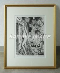 ポール・デルヴォー 版画 「7つのダイアローグ」よりNo.3【額縁付き】Paul Delvaux#FA940005