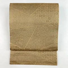 たんす屋 TANSU-YA 中古 リユース帯 帯 名古屋帯 金　緑 カジュアル 引き箔 吉祥文 絹 未洗い MS5507