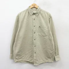 L/古着 エディーバウアー 長袖 ブランド シャツ メンズ 00s 鳥 コットン ボタンダウン ベージュ カーキ 25sep16 中古 トップス