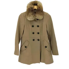 バーバリーブルーレーベル BURBERRY BLUE LABEL ラビットファー ウールダブルコート レディース EUR：38 