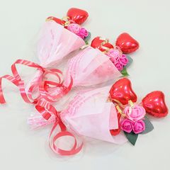 ピンクの薔薇・ミニブーケ、３個セット 誕生日プレゼント＆母の日プレゼント