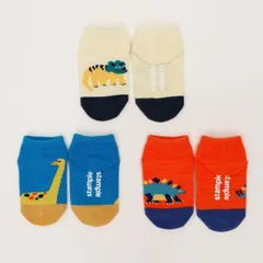 【新品】 stample スタンプル  ゆるゆるダイナソー 園児アンクルソックス 3足組