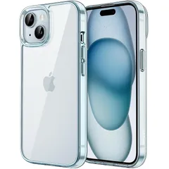 JEDirect iPhone 15 Plus 6.7インチ用 保護ケース 黄ばみなし 衝撃吸収 バンパーカバー 傷つけ防止 クリアバック (ブルー) 0