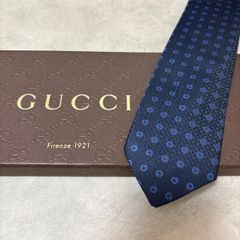 美品 GUCCI グッチ シルク 100％ ネイビー ブルー系 G柄 254-665