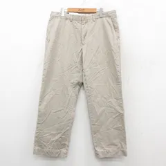 W35/古着 ラルフローレン ブランド チノ パンツ チノパン メンズ 90s ワンポイントロゴ PRESTON コットン ベージュ カーキ 25sep25 中古 ボ