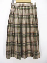 チェック柄 ロング丈 プリーツスカート 63 茶系 ブラウン 裏地 日本製