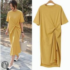 ワンピース レディース 夏ワンピース マキシワンピース 薄手 半袖 アシンメトリー ロングワンピース スリット ゆったり