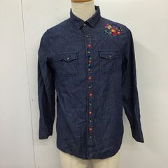 X-girl 星刺繍 長袖シャツ ネイビー 綿100 春秋冬 M相当 レディース 