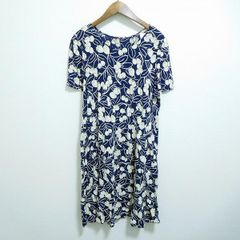美品　ロシャスプルミエール　花柄 半袖 ペプラムワンピース ネイビー 美品 ロシャスプルミエール 花柄 半袖 ペプラムワンピース ネイビー