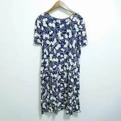 #snc ローズティアラ Rose Tiara ワンピース 42 紺 アイボリー 半袖 フルーツ柄 ペチコート付き レディース [851160]