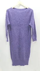 ◇ STYLE DELI ニット ラウンドネック サイドスリット シンプル 長袖 ロング ワンピース サイズF パープル レディース E  【1303290018564】