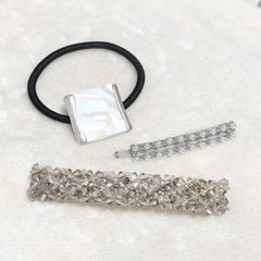 【3点】新品シルバーヘアアクセサリーまとめ売り ヘアピンヘアゴム韓国ファッション