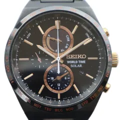 SEIKOブライツV195-0AE0 ソーラー電波 ワールドタイム クロノグラフ SEIKO World Time Solar V195-0AE0 Men's Watch Black Dial Analog