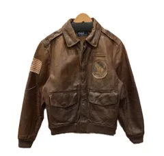 POLO　RALPH　LAUREN　ポロラルフローレン　JR-RL-HW3821　A-2　レザーフライトジャケット　レザージャケット　革ジャン　Mサイズ　ブラウンのサムネイル