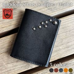 栃木レザー財布 コンパクト財布 ミニ財布 スタッズ財布 二つ折り財布 メンズ財布 wallet 小さい財布 日本製 新品 5色展開  ［WL001W-ST12］ 送料無料