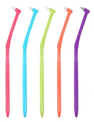 【即日発送】ビビット5本 ふつう 歯周ポケット 歯間 矯正器具回り キャップ1個付 部分磨き 日本製 歯科専用 ワンタフトブラシ ＡＰＩＳ：ラピス L