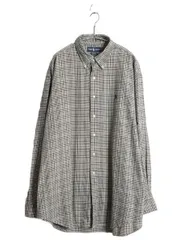 【お得なクーポン配布中!】 90s ラルフローレン 長袖 ボタンダウン シャツ メンズ XL オールド ポロ グレン チェックゆったり ワイシャツ BD 長袖シャツ 大きいサイズ