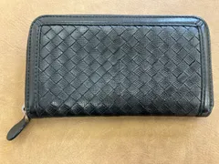 ボッテガヴェネタ　イントレ　レザー　ラウンドファスナー　長財布 ブラック