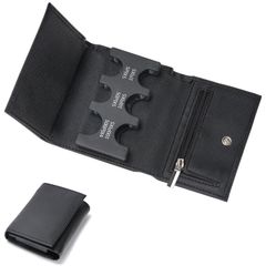 【新着商品】PU コンパクト コンパクト 父の日ギフト 持ち運び 硬貨収納 整理 ブラック お札も入る 軽量 無地 コインケース 小さい メンズ コインホルダー 小銭入れ 三つ折り 財布 ANZOBEN