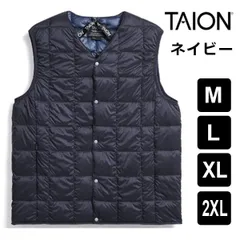 TAION タイオン メンズ インナーダウンベスト ネイビー インナーダウン 001 スノボ スキー 深め 秋冬 防寒 大きいサイズ 秋 冬 無地 コットン カジュアル 旅行