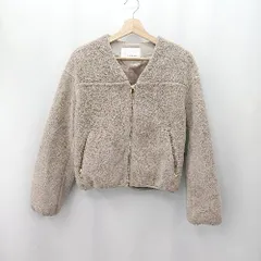 ◇ green label relaxing フロントジップ　モコモコ　カジュアル 長袖 ボアジャンパー サイズ40 グレージュ系 レディース E  【1506190015576】