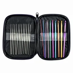 かぎ針 かぎ針編み レース編み針 専用ケース付 小物 カラフル 編み物 毛糸 手芸 ハンドメイド 初心者 キット 作成 編み針 大容量 マフラー 裁縫 人気 おすすめ 2号 3号 4号 5号 6号 7号 8号 9号 10号 11号 12号 おすすめ 人気