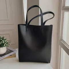 トートバッグ　黒バッグ　ブラックトート　フェイクレザー　大容量　通勤通学